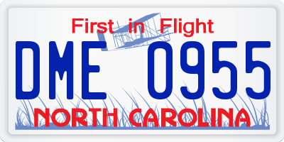 NC license plate DME0955