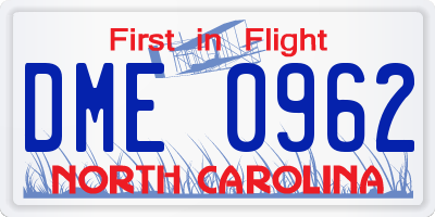 NC license plate DME0962