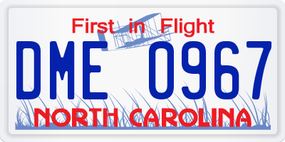 NC license plate DME0967