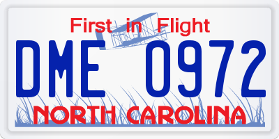 NC license plate DME0972