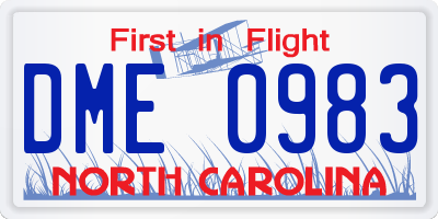 NC license plate DME0983