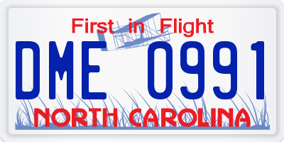 NC license plate DME0991
