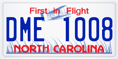 NC license plate DME1008