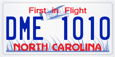 NC license plate DME1010