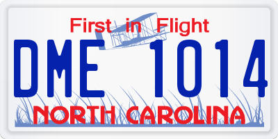 NC license plate DME1014