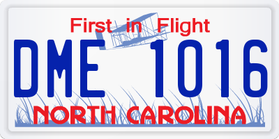 NC license plate DME1016