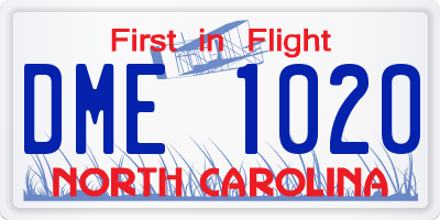 NC license plate DME1020