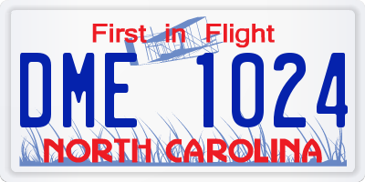 NC license plate DME1024