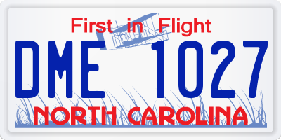 NC license plate DME1027