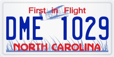 NC license plate DME1029