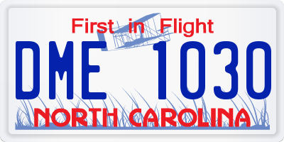 NC license plate DME1030