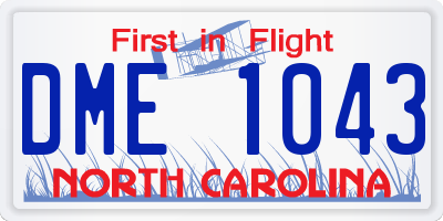 NC license plate DME1043