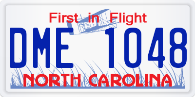 NC license plate DME1048