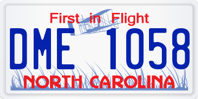 NC license plate DME1058