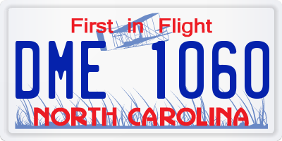 NC license plate DME1060