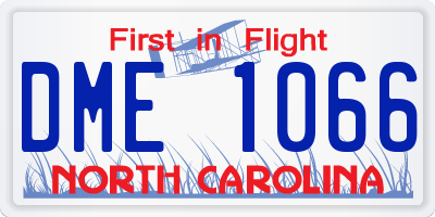 NC license plate DME1066