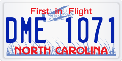 NC license plate DME1071