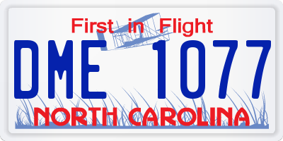 NC license plate DME1077