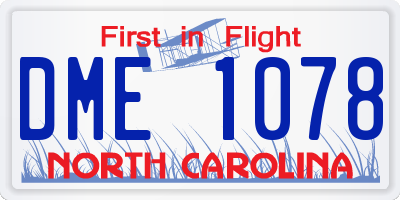 NC license plate DME1078
