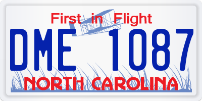 NC license plate DME1087
