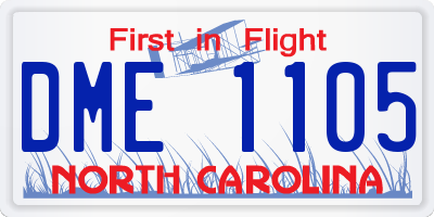 NC license plate DME1105