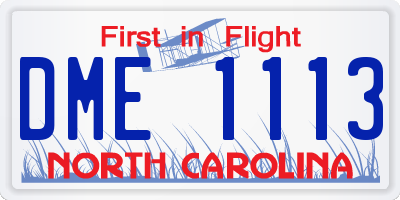 NC license plate DME1113