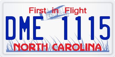 NC license plate DME1115
