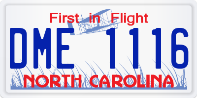 NC license plate DME1116
