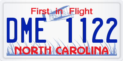 NC license plate DME1122