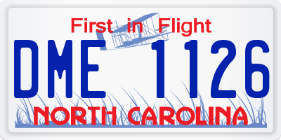 NC license plate DME1126