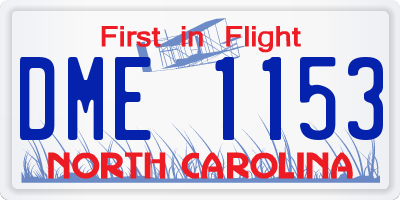 NC license plate DME1153