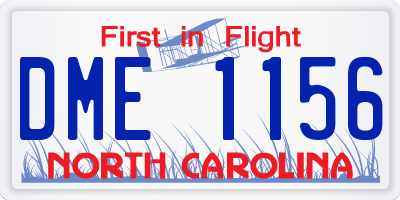 NC license plate DME1156