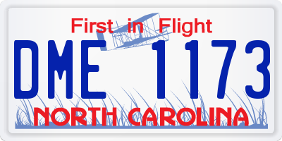 NC license plate DME1173