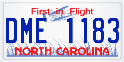 NC license plate DME1183