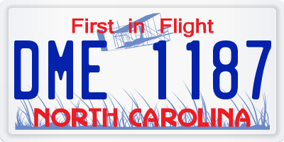 NC license plate DME1187