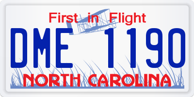 NC license plate DME1190