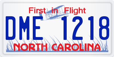 NC license plate DME1218