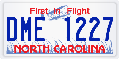 NC license plate DME1227