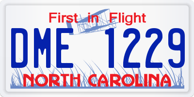 NC license plate DME1229