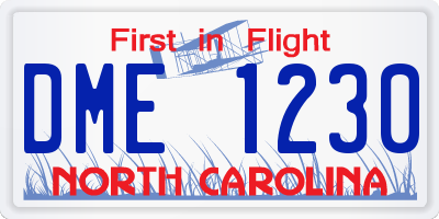 NC license plate DME1230