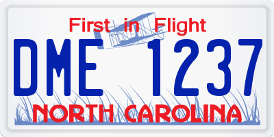 NC license plate DME1237