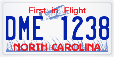 NC license plate DME1238