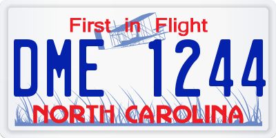 NC license plate DME1244