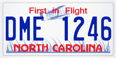 NC license plate DME1246