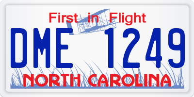 NC license plate DME1249