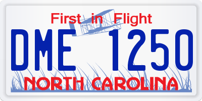 NC license plate DME1250