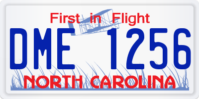 NC license plate DME1256