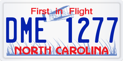 NC license plate DME1277