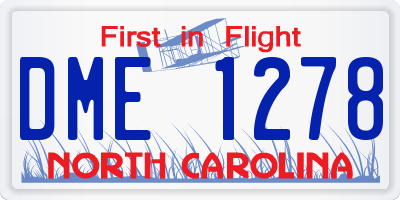 NC license plate DME1278