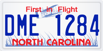 NC license plate DME1284